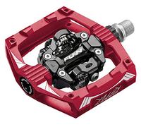 Funn Ripper Mountain Bike Clipless Pedals, Rocker Clip/Spring-Loaded Clip-in Mechanism, Compatible with SPD Cleats, 9/16" CrMo Axle Bicycle Pedals for MTB/Gravel Cycling (Red)