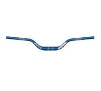 Funn Upturn Riser Handlebar, 35mm Clamp, 800mm Wide, 75mm Rise (Blue) | Triple-butted, AL6061 and AL6066 alloy, upright geometry, shifter and brake lever indication marks, MTB and BMX use