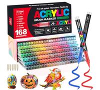 Funnasting 168 Colours Acrylic Paint Pens, Soft Brush Tip Acrylic Marker Pens, Paint Markers for Colouring, Glass, Fabric, Egg, Rock Painting and DIY Crafts Art Supplies