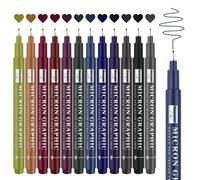 Funnasting Coloured Fineliner Pens, 12 Vintage Colours Micron Pens, 0.5mm Fine Liners Coloured for Journaling, Drawing, Sketching, Writing, Calligraphy, Noting Art Supplies