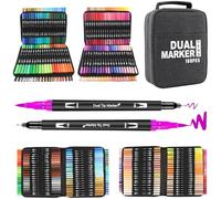 Funnasting Colouring Pens, 168 Colors Dual Tip Brush Pens Art Set for Adults for Writing, Drawing, Painting, Sketching, Calligraphy, Coloring Book, Card Making