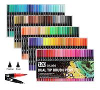 Funnasting Dual Tip Brush Pens - 120 Color Art Markers with Flexible Nylon Brush & Fineliner Tips for Colouring/Drawing/Sketching/Painting