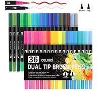 Funnasting Dual Tip Brush Pens, 36 Colors Dual Tips Art Marker Pens Brush Fineliner Pens, Suitable for Adult
