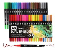 Funnasting Dual Tip Brush Pens, Colouring Pens 48 Colors Felt Tip Pens Art Markers with Flexible Nylon Brush Tip & Fineliner Tip for Colouring/Drawing/Sketching/Painting