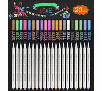 Funnasting Metallic Marker Pens, 20 Colors Glitter Art Pens Set for Card Making, Photo Album, Scrapbook, DIY Art Crafts, Stone, Plastic Wood
