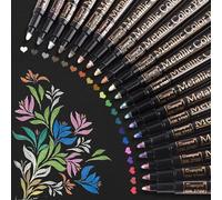 Funnasting Metallic Marker Pens, 20 Colors Metallic Pens Paint Pen Art Markers for Card Making, DIY Photo Album, Scrapbooking, Stone, Glass, Plastic, Metal, Wood, Clothes and Pottery