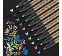 Funnasting Metallic Marker Pens, Set of 10 Assorted Colours Painting Pens Art Pens, Scrapbook Accessories, Card Making, DIY Photo Album, Plastic, Glass, Metal, Stone, Clothes and Pottery