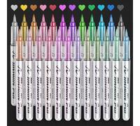 Funnasting Metallic Pens, 24 Colours Metallic Marker Pens for Black Paper, Scrapbook Accessories, Metallic Paint Pens for Scrapbooking, DIY Photo Album, Rock, Ceramic, Glass, Wood, Art Supplies