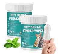 FunnAura 100 Pcs Natual Pet Dental Cleaning Finger Wipes, Plant-Based Disposable Cat Dog Teeth Cleaning Finger Pads for Freshens Breath, Soothes Gums & Tartar Remover