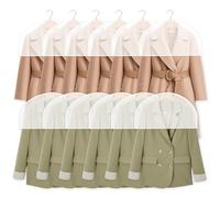 Funnaura 12 Pcs Plastic Clothes Covers, Covers Breathable Shoulder Cover Protector Bags for Wardrobe Storage&travel