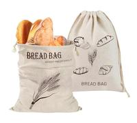FunnAura 2 Pcs Bread Bags for Homemade Bread, 40 x 30 cm Linen Bread Storage Bag to Keep Bread Fresh with Drawstring