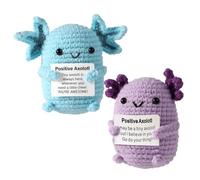 FunnAura 2 Pcs Positive Axolotl Crochet Emotional Support for Gift Toy
