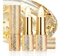 FunnAura 2PCS Colour Changing Lipstick - PH Adjusting Lip Balm That Turns from Clear to Pink, Transfer-Proof & Moisturising with Gold Foil Design for Women