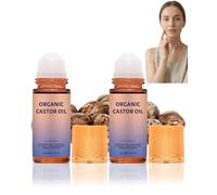 FunnAura 2Pcs Organic Castor Oil, 50ml Castor Oil Glass Roller Ball On Deep Hydration for Belly Face Body