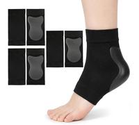 FunnAura 3 Pairs Gel Heel Protectors, Black Silicone Ankle Support Compression Padded Heel Socks for Women Men