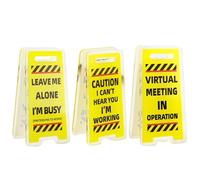 FunnAura 3 PCS Desk Decorations, Funny Warning Mini Sign Work Desk Plaque with Clips for Colleagues Office