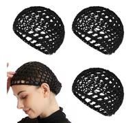 FunnAura 3 PCS hair nets for sleeping in, Mesh Hair Net for women (Black)