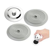 FunnAura 3 Pcs Universal Bath Plug Set, Stainless Steel Kitchen Sink Plug with Silicone Tub Stopper for Bathroom, Laundries