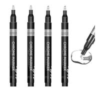 FunnAura 4PCS Chrome Touch Up Pen, Metallic Mirror Liquid Chrome Paint, High Gloss Permanent (0.7 mm, 1 mm)