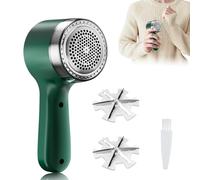 FunnAura 4PCS Rechargeable Debobbler Clothes Shaver, Lint Shavers for Fabric with 2 Replacement Part and a Cleaning Brush (Dark Green)