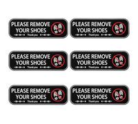 FunnAura 6 Pcs Please Remove Your Shoes Sign, 9 x 3inch Waterproof Shoes Off Sign Sticker