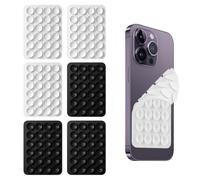 FunnAura 6PCS Double Suction Phone Case for Iphone and Android Cellphones, Silicone Smartphone Sticky Pad Grip Black