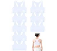 FunnAura 8 Pack White Sports Bra, Soft Comfortable Cotton Crop Tops for Girls 8-14 Years, Non Padded