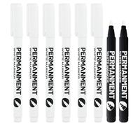 FunnAura 8PCS Black White Permanent Marker set, 1mm Acrylic Pens Waterproof, Water Based Ink White Fabric Pen Quick Dry