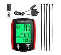 Funnaura Bike Speedometer Wireless Mph, 19 Functions Waterproof Bicycle Computer Odometer (Red Black)