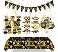 Funnaura Black Gold 50th Birthday Decorations for Women Men, 50th Decorations for Table Decorations