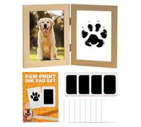 FunnAura Dog Paw Print Kit, Pet Inkless Hand Footprint Kit with 4 Ink Pad Prints and 8 Imprint Cards 1 Wood Frame for Diy Keepsake