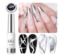 FunnAura Metallic Gel Nail Polish, Silver 3D Metal Effect Liner Mirror Chrome Nail Art Paint