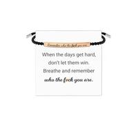FunnAura Remember Who The F You Are Motivational Strength Bracelet, Adjustable Handmade Braided Engraved Bracelet for Family Friends Women Girls (Rose Gold)