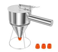 Funnel Cake Dispenser with Multi Nozzles, 40 oz Stainless Steel Pancake Funnel Cake Dispenser with Handle and Stand for Takoyaki Cupcake