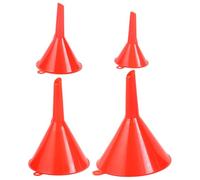 Funnel for Car | Funnels for Filling Bottles or Containers | 4 Sizes Red Automotive Oil Funnel Set | Multipurpose Long Neck Wide Mouth Pouring Funnels for Kitchen/Laboratory/Garage/Car