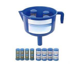 Funnel Oil Water Separator with 4 Double Layer Filter Elements, 12 Micron Fine Filtration for Fuel Systems, Removable and Rustproof, Blue