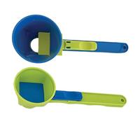 Funnel Scoop for Gym, 2 Spill-Proof Measuring Spoons, 2-in-1 Sliding Conversion Funnel Scooper with Long Handle, Precise Measuring Protein Powder Scoop, Adjustable Spoon Funnel for Powder