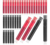 FUNNETOYU 100Pcs Multi-use Fountain Pen Ink Refills Replacement Cartridges for Office and School Use with Erasable Black Blue Red Ink