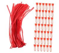 FUNNETOYU 100Pcs Reusable Nylon Mesh Produce Bags with Net Clips Breathable Grocery Storage for Vegetables Fruits Eggs and Multi Purpose Use Capacity Red Thickened Design