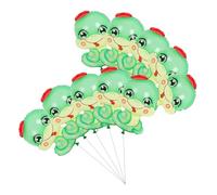 FUNNETOYU 10pcs Green Snake Foil Balloons Plastic Zodiac Animal Decorations for Year Birthday Spring Festival Party Supplies