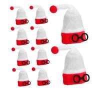 FUNNETOYU 10pcs Mini Santa Hat Wine Bottle Covers for Christmas Decorations Soft Lint Fabric DIY Friendly Festive Tableware Accents and Craft Supplies Small Space Saving Holiday Party