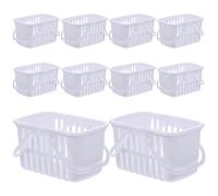 FUNNETOYU 10pcs Mini Shopping Basket for Small White Plastic Supermarket Hand Basket Set for Boys and Desktop Ornament for Role Play