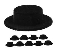 FUNNETOYU 10pcs Mini Tops Hats for Doll Decor Black Flocking Resin Miniature Hats for DIY Crafts Snowman Doll Accessories Halloween and Christmas Home Decoration