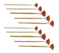 FUNNETOYU 10pcs Nylon Bristle Fan Paint Brushes with Ergonomic Wood Handles for Oil Acrylic Watercolor Painting Artist Craft Tools for Beginners Students DIY Poster Detailing