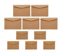FUNNETOYU 10pcs Vintage Kraft Paper Document Folders with String Fastener Filing Envelope Folders for Office Home Paperwork Organization Retro Style Card Holders and File Jackets