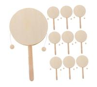 FUNNETOYU 10pcs Wooden Rattle Drum Lightweight Handheld Percussion Instruments Unpainted Wood DIY Craft for Preschool Art Education