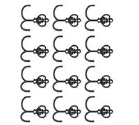 FUNNETOYU 12 Sets Heavy Duty Double Prong Coat Hooks with Vintage Crown Design, Black Metal Wall Mounted Hooks for Bedroom and Closet Organisation, Reduce Mess with Antique Style