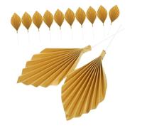 FUNNETOYU 12pcs Bohemian Leaf Cake Decorations Tropical Paper Fan Toppers for Wedding Birthday and Festival Cakes Easy to Use Safe Material for Stunning Dessert Tables