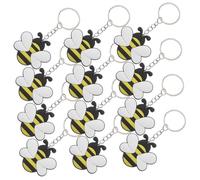 FUNNETOYU 12pcs Cute Cartoon Bee Shaped Metal Keychain for Car Keys Creative Bee Pendant Key Ring for Bags and Purse Decors Adorable Hanging Keychain
