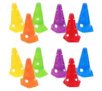FUNNETOYU 12pcs Hexagonal Agility Cones for Sports Training Multi-color Plastic Soccer Field Markers with Holes Stable Pe Construction for Football Drills and Accurate Random Color